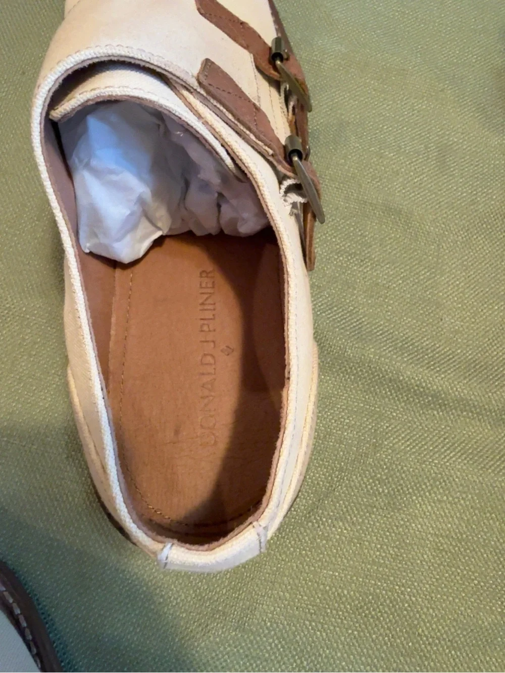 Donald J. Pliner Zande-WA Double Monk Strap Canvas Shoes Men’s 11.5 Sand EUC